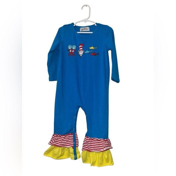 Magic Kingdom Boutique girls Dr Seuss one fish two fish romper 3T - Picture 1 of 2